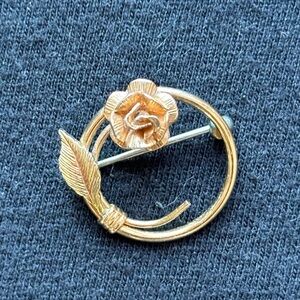 Vintage KREMENTZ Two-Tone Yellow Gold Rose Gold Gold Filled Circle Pin Brooch